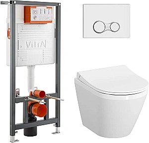 Унитаз подвесной Vitra Mia Round 9856B003-7200 безободковый, с инсталляцией, с крышкой микролифт купить в интернет-магазине Sanbest