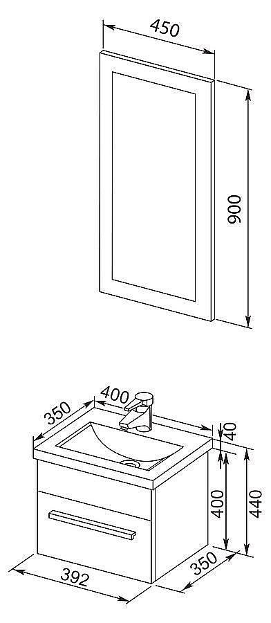 Тумба с раковиной Aquanet Нота 40 лайт для ванной в интернет-магазине Sanbest
