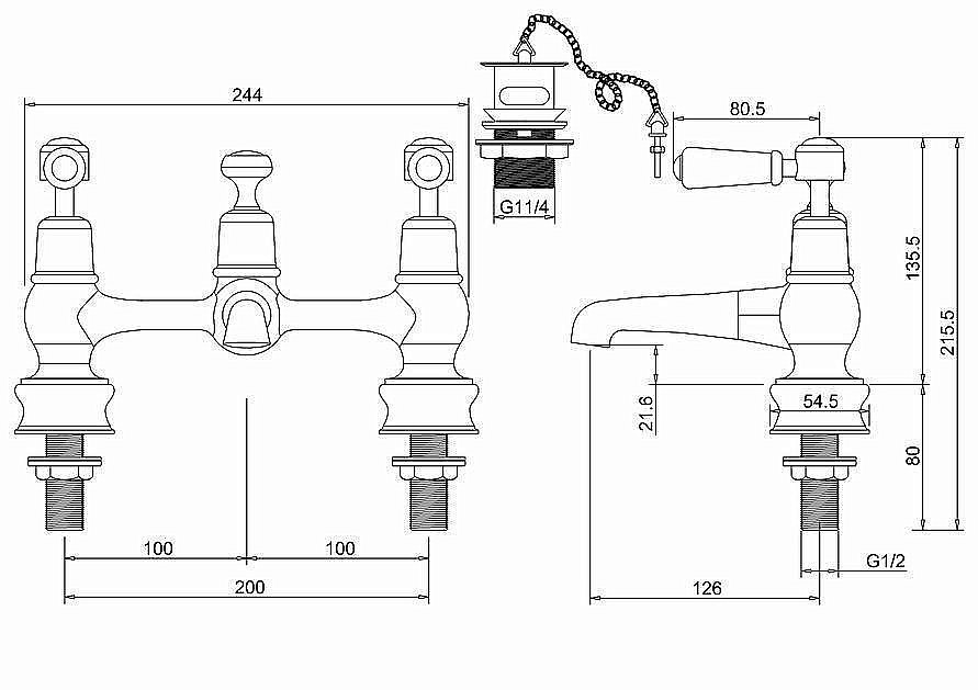 Смеситель для раковины Burlington Regent KER10-QT купить в интернет-магазине сантехники Sanbest