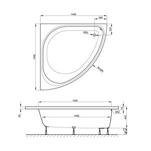 Ванна Bette Arco 6035-000 PLUS 140x140 Белый купить в интернет-магазине Sanbest