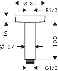 Держатель верхнего душа Hansgrohe S 27393670 купить в интернет-магазине сантехники Sanbest