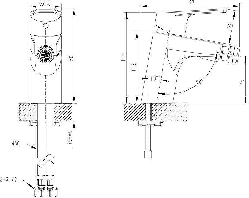 Смеситель для биде BRAVAT Line F35299C-1 купить в интернет-магазине сантехники Sanbest