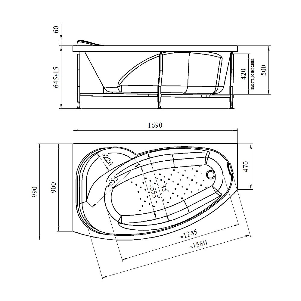 Ванна акриловая Vannesa София 2-78-0-1-223 169х99 купить в интернет-магазине Sanbest