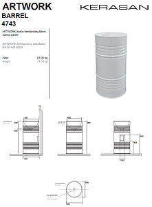 Раковина напольная Kerasan Artwork Barrel 45 474383 Ржавчина купить в интернет-магазине Sanbest