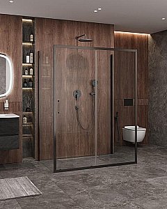 Душевой уголок Cezares Molveno 90x160 AH-12-160/90-C-GM-IV стекло прозрачное/профиль матовая оружейная сталь купить в интернет-магазине Sanbest