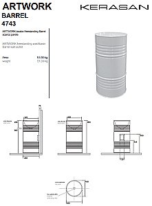 Раковина напольная Kerasan Artwork Barrel 45 474383 под ржавчину купить в интернет-магазине Sanbest