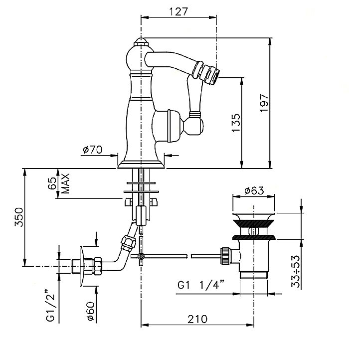 Смеситель для биде Nicolazzi El Capitan 3453CR75C Хром купить в интернет-магазине сантехники Sanbest