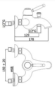 Смеситель для ванны Paffoni Giorgia GI022GF купить в интернет-магазине сантехники Sanbest