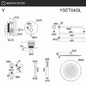 Душевая система WhiteCross Y YSET04GL золото купить в интернет-магазине сантехники Sanbest