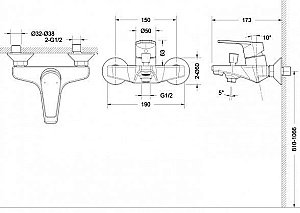Смеситель для ванны Bravat LINE F65299C-1 купить в интернет-магазине сантехники Sanbest