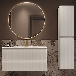 Тумба с раковиной Vincea Welle 100 VMC-2WL100MW/VCB-4H100J белая матовая/раковина жасмин для ванной в интернет-магазине Sanbest