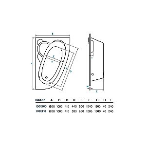 Ванна акриловая Koller Pool Nadine 150x100 NADINE150X100L белая купить в интернет-магазине Sanbest