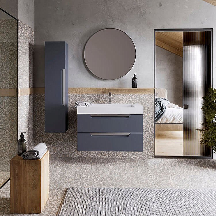 Пенал Aqwella Cube 30 CUB0503GR серый для ванной в интернет-магазине сантехники Sanbest