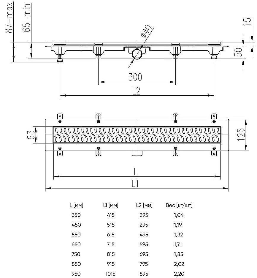 Душевой лоток Veconi Line Black V450LB купить в интернет-магазине Sanbest