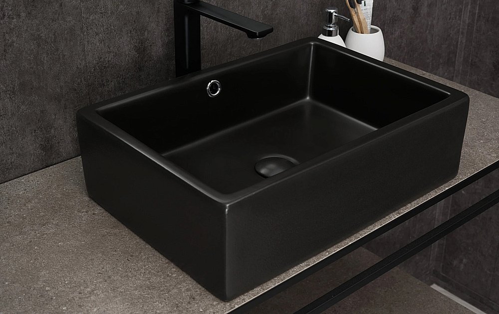 Раковина накладная Gid Geometrico 50 N9129bg 53381 черная графит купить в интернет-магазине Sanbest