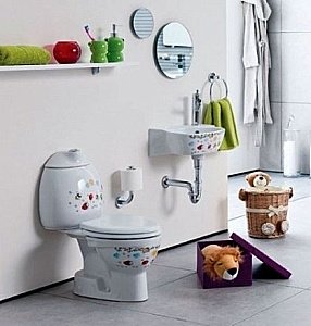 Унитаз напольный детский с функцией биде CREAVIT COCUK белый с декором, с бачком, с крышкой купить в интернет-магазине Sanbest