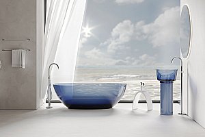 Раковина отдельностоящая прозрачная ABBER Kristall AT2702Saphir-H синяя купить в интернет-магазине Sanbest