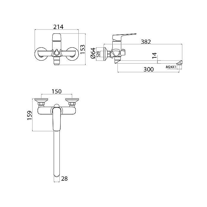 Смеситель для ванны IDDIS Sign SIGSBL2i10WA купить в интернет-магазине сантехники Sanbest