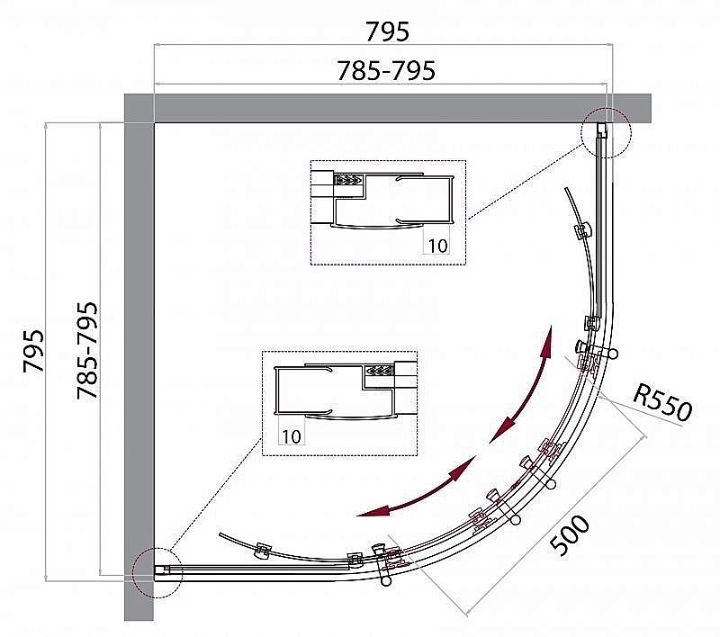 Душевой уголок BelBagno UNO 195-R-2-80 стекло прозрачное купить в интернет-магазине Sanbest