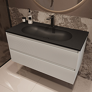 Тумба с раковиной Vincea Welle 100 VMC-2WL100MW/VCB-4H100A белая матовая/раковина антрацит для ванной в интернет-магазине Sanbest