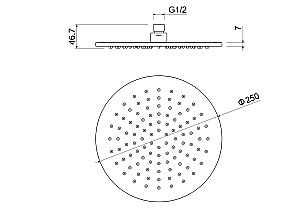 Верхний душ Aquatek AQ2077BGM 250 оружейная сталь купить в интернет-магазине сантехники Sanbest