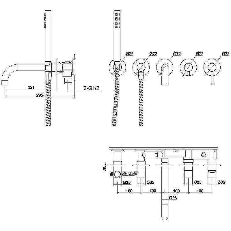 Смеситель для ванны WhiteCross Y Y1240GM оружейная сталь купить в интернет-магазине сантехники Sanbest