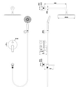 Душевая система встраиваемая WONZON & WOGHAND BRILLIANT, Черный матовый (WW-88939079-MB) купить в интернет-магазине сантехники Sanbest