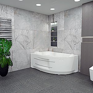 Ванна с гидромассажем Радомир Ирма 149х96 ТЕРАПИЯ ХРОМ полотенцедержатель, белая купить в интернет-магазине Sanbest