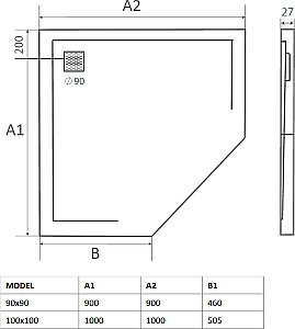 Душевой поддон Good Door Essentia PNT ЛП00275 100x100 белый купить в интернет-магазине Sanbest