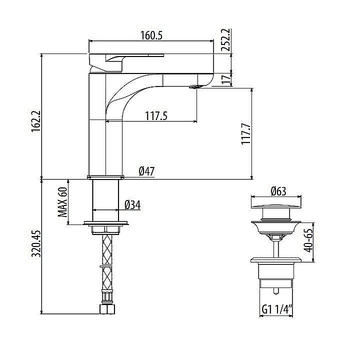Смеситель для раковины Gattoni H2Omix7000 7004570BO купить в интернет-магазине сантехники Sanbest