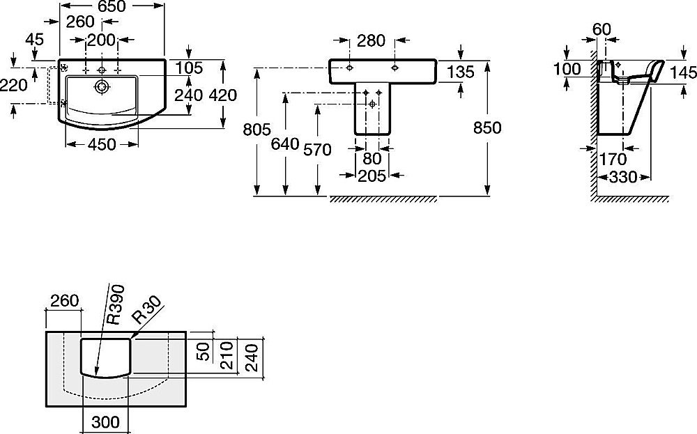 Раковина Roca Hall 65 327620000 белая купить в интернет-магазине Sanbest