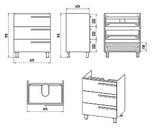 Тумба с раковиной Misty Ненси - 70 П-Нен-07070-503Я серая для ванной в интернет-магазине Sanbest