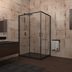 Душевой уголок Veconi Rovigo RV14-11080-01-C5 110х80 стекло прозрачное/профиль черный матовый купить в интернет-магазине Sanbest