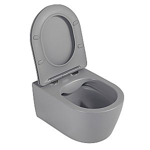 Унитаз подвесной ABBER Bequem AC1104MG с крышкой микролифт, безободковый, серый матовый купить в интернет-магазине Sanbest