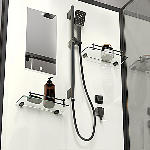 Душевая кабина Niagara Standart ST80/15Q/BL/BK 80х80 без крыши, профиль черный матовый/стекло прозрачное купить в интернет-магазине Sanbest