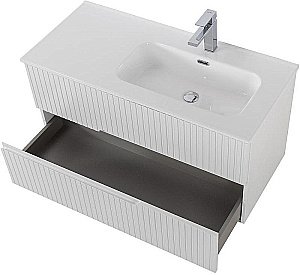 Тумба с раковиной Cezares DUET-N 100 DUET-N-1000-2C-SO-BL белая глянцевая левая/правая для ванной в интернет-магазине Sanbest