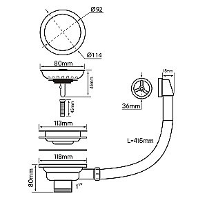 Слив-перелив для кухонных моек Paulmark PM6022-BG матовое золото купить в интернет-магазине сантехники Sanbest