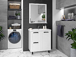 Тумба с раковиной Misty Спарта - 80 П-Спа-06080-01-012Я белая для ванной в интернет-магазине Sanbest