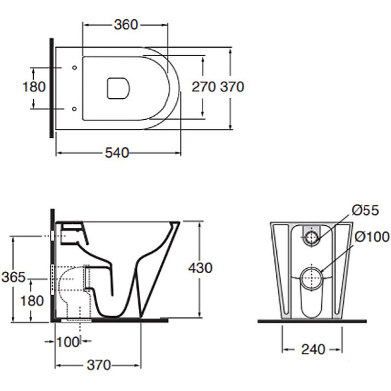 Унитаз приставной Azzurra Forma FMVCTPE00000BI белый, безободковый купить в интернет-магазине Sanbest