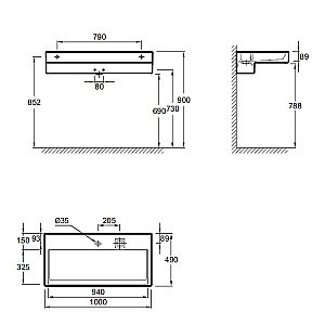 Раковина Jacob Delafon Terrace XC102K-00 100 белая купить в интернет-магазине Sanbest