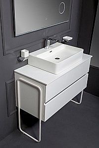 Тумба с раковиной и столешницей Armadi Art Vallessi 120 белая глянец для ванной в интернет-магазине Sanbest