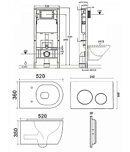 Унитаз подвесной Agger ATI12150+APB188 безободковый, с инсталляцией, смыв торнадо, с крышкой микролифт, белый глянцевый/кнопка белая глянцевая купить в интернет-магазине Sanbest