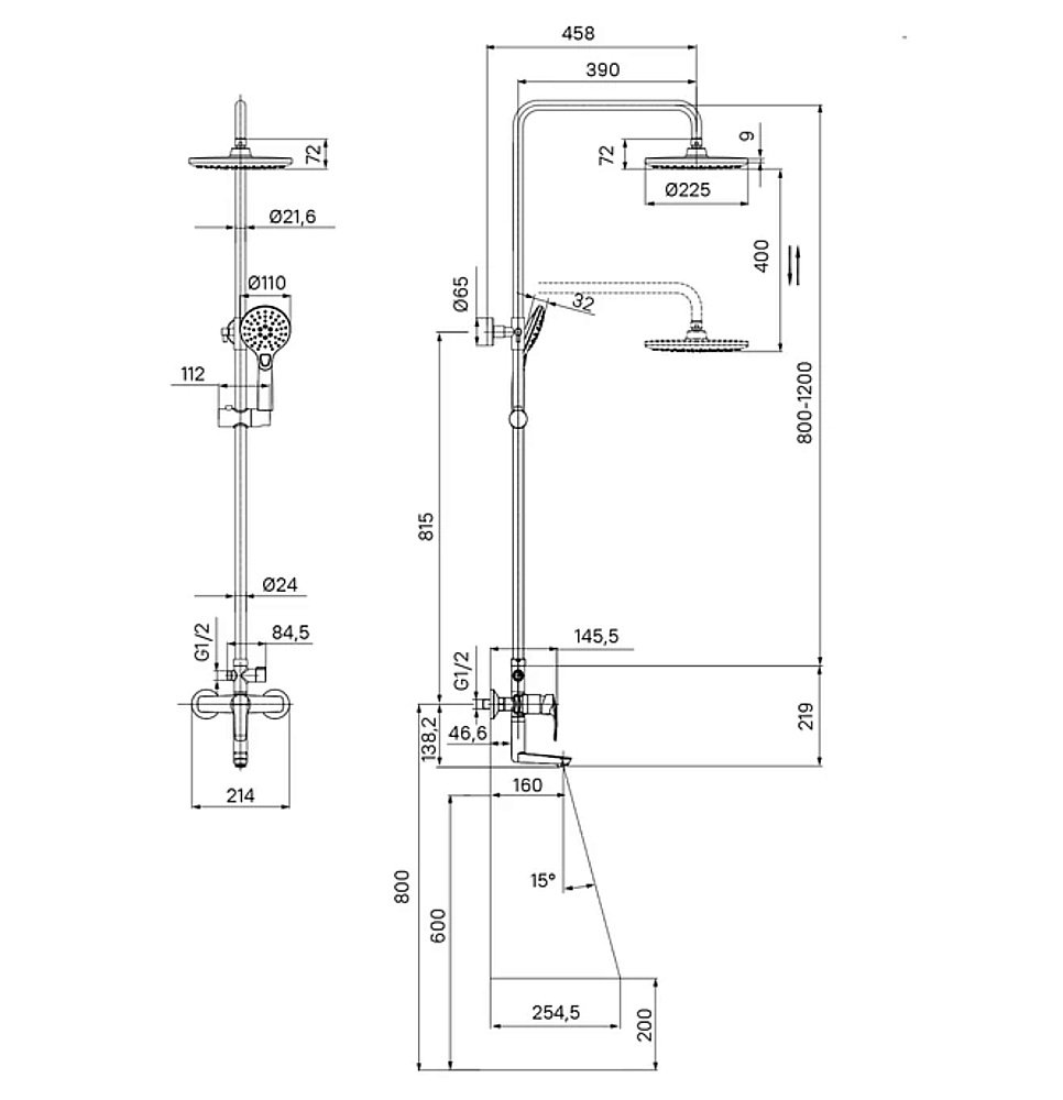 Душевая система Iddis Ray RAYWT3Fi06 белый матовый купить в интернет-магазине сантехники Sanbest