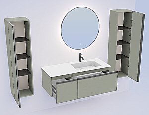 Тумба с раковиной Armadi Art QUATRO 2 120 LUNA/профиль ANTHRACITE/раковина белая L-R для ванной в интернет-магазине Sanbest