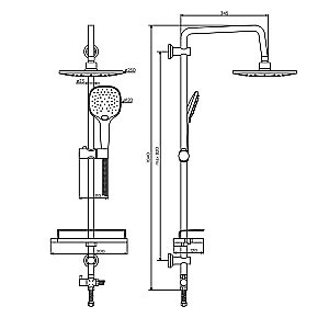 Смеситель для душа с душевой колонной Dorff Prime D0740030 хром купить в интернет-магазине сантехники Sanbest