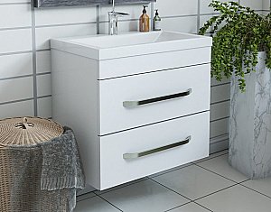 Тумба с раковиной Эстет Monaco 70 подвесная 2 ящика/любой цвет тумбы и раковины с блестками под заказ для ванной в интернет-магазине Sanbest