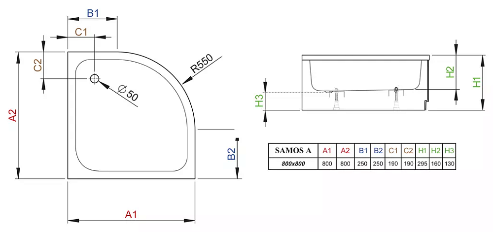 Душевой поддон Radaway Samos A 80х80 купить в интернет-магазине Sanbest