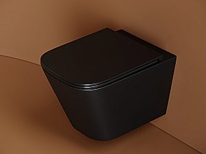 Унитаз подвесной Ceramica Nova Union CN4009TMB черный матовый, с крышкой микролифт, безободковый, слив-торнадо купить в интернет-магазине Sanbest
