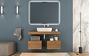 Консоль подвесная Cezares TAVOLONE 41581+50179+41585 90 Rovere tabacco для ванной в интернет-магазине сантехники Sanbest