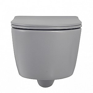 Унитаз подвесной ABBER Bequem AC1104MG с крышкой микролифт, безободковый, серый матовый купить в интернет-магазине Sanbest